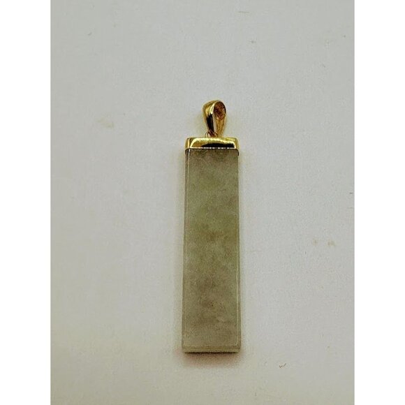 Vintage 14kt Yellow Gold Green Jade Prosperity - Long Life - Luck Pendant - Picture 3 of 5